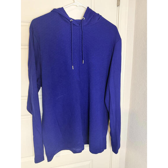 INC International Concepts Blue Textured Hoodie Sweatshirt - Picture 3 of 3